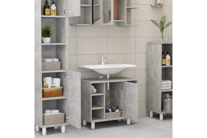 Kylpyhuonekaappi betoninharmaa 60x32x53,5 cm lastulevy - Harmaa - Kylpyhuonekaapit - Seinäkaappi & korkea kaappi - Kylpyhuoneekaappi valaistuksella