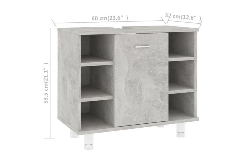 Kylpyhuonekaappi betoninharmaa 60x32x53,5 cm lastulevy - Harmaa - Talo & remontointi - Keittiö & kylpyhuone - Kylpyhuone - Kylpyhuonekalusteet - Seinäkaappi & korkea kaappi