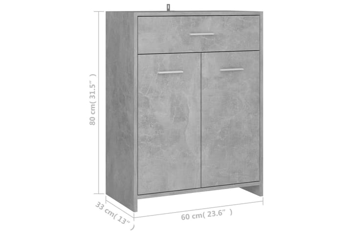 Kylpyhuonekaappi betoninharmaa 60x33x80 cm lastulevy - Harmaa - Kylpyhuoneekaappi valaistuksella - Seinäkaappi & korkea kaappi - Pyykkikaappi - Kylpyhuonekaapit