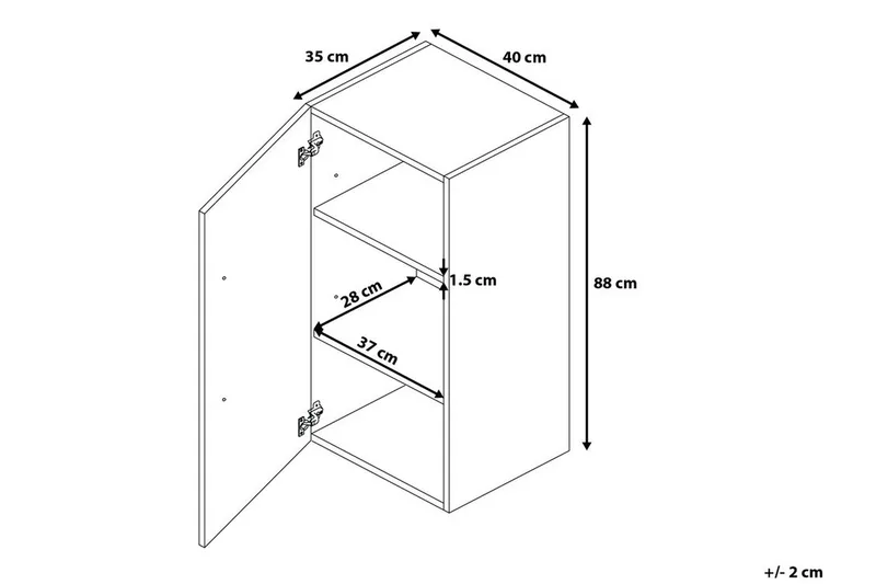 Kylpyhuonekaappi Bilbao 35x40 cm - Valkoinen - Talo & remontointi - Keittiö & kylpyhuone - Kylpyhuone - Kylpyhuonekalusteet - Seinäkaappi & korkea kaappi