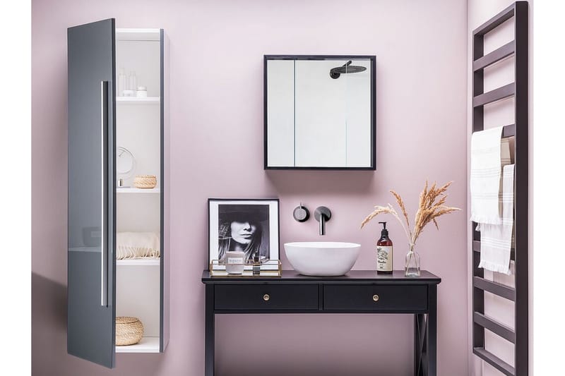 Kylpyhuonekaappi Esry - Harmaa - Talo & remontointi - Keittiö & kylpyhuone - Kylpyhuone - Kylpyhuonekalusteet - Seinäkaappi & korkea kaappi