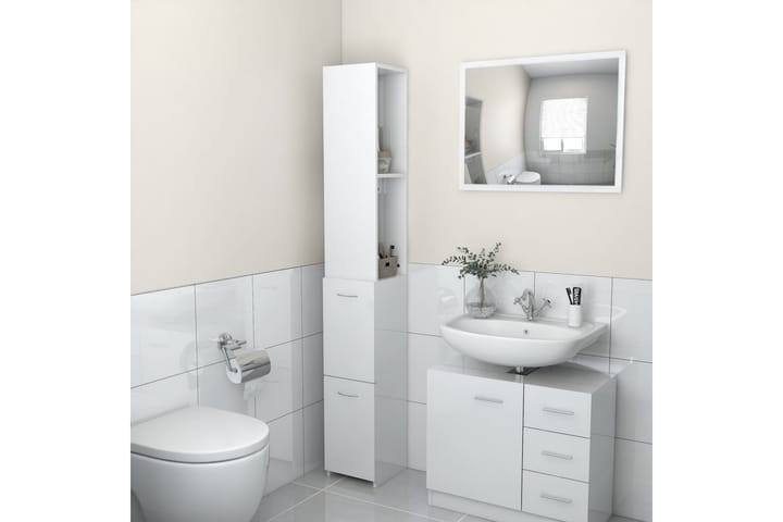 Kylpyhuonekaappi korkeakiilto 25x25x170 cm - Kylpyhuoneekaappi valaistuksella - Seinäkaappi & korkea kaappi - Kylpyhuonekaapit