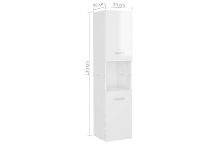 Kylpyhuonekaappi korkeakiilto valkoinen 30x30x130 cm - Valkoinen - Kylpyhuoneekaappi valaistuksella - Seinäkaappi & korkea kaappi - Pyykkikaappi - Kylpyhuonekaapit