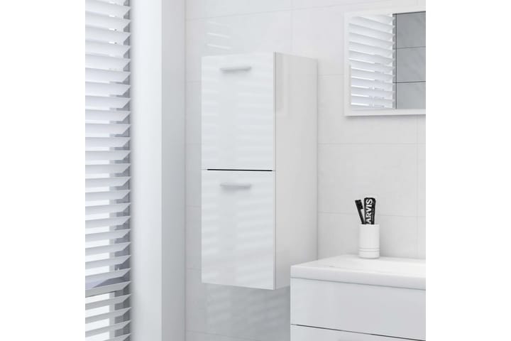 Kylpyhuonekaappi korkeakiilto valkoinen 30x30x80cm lastulevy - Kylpyhuoneekaappi valaistuksella - Seinäkaappi & korkea kaappi - Pyykkikaappi - Kylpyhuonekaapit