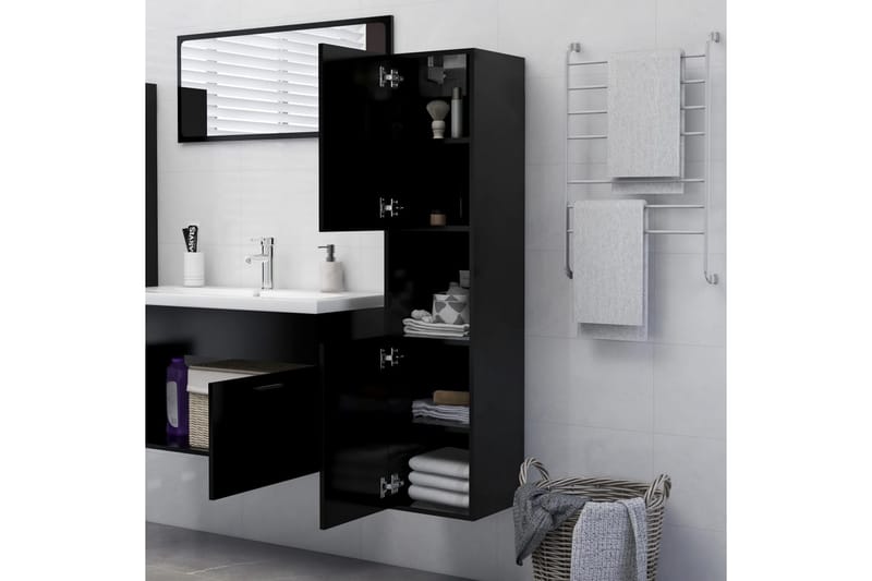 Kylpyhuonekaappi musta 30x30x130 cm lastulevy - Musta - Talo & remontointi - Keittiö & kylpyhuone - Kylpyhuone - Kylpyhuonekalusteet - Seinäkaappi & korkea kaappi