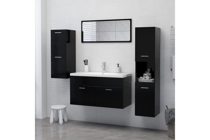Kylpyhuonekaappi musta 30x30x130 cm lastulevy - Musta - Kylpyhuoneekaappi valaistuksella - Seinäkaappi & korkea kaappi - Pyykkikaappi - Kylpyhuonekaapit