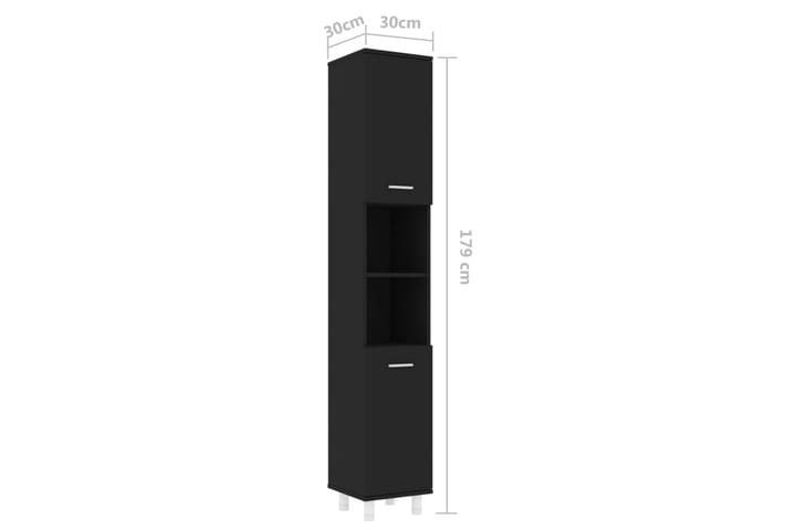 Kylpyhuonekaappi musta 30x30x179 cm lastulevy - Musta - Kylpyhuoneekaappi valaistuksella - Seinäkaappi & korkea kaappi - Kylpyhuonekaapit