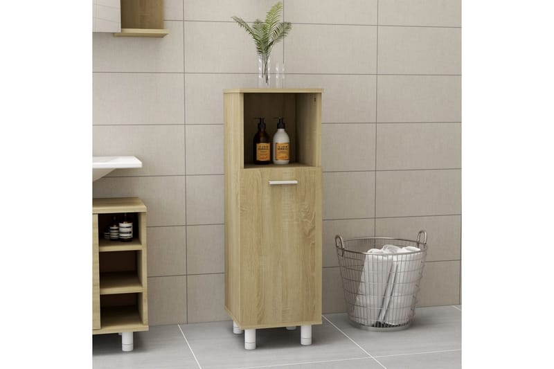 Kylpyhuonekaappi Sonoma-tammi 30x30x95 cm lastulevy - Ruskea - Talo & remontointi - Keittiö & kylpyhuone - Kylpyhuone - Kylpyhuonekalusteet - Seinäkaappi & korkea kaappi