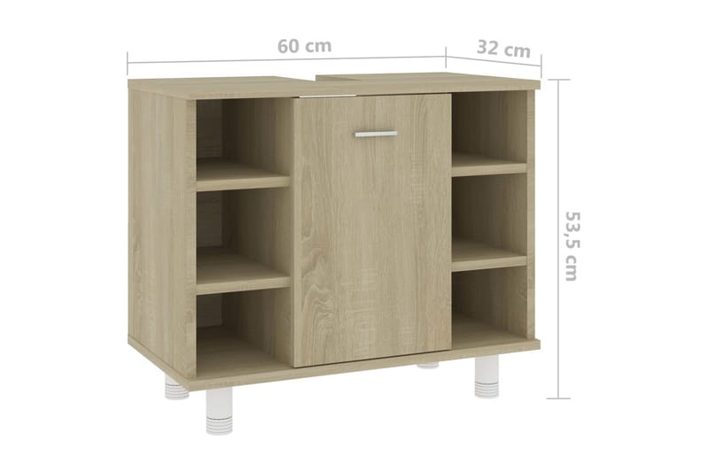 Kylpyhuonekaappi Sonoma-tammi 60x32x53,5 cm lastulevy - Ruskea - Talo & remontointi - Keittiö & kylpyhuone - Kylpyhuone - Kylpyhuonekalusteet - Seinäkaappi & korkea kaappi