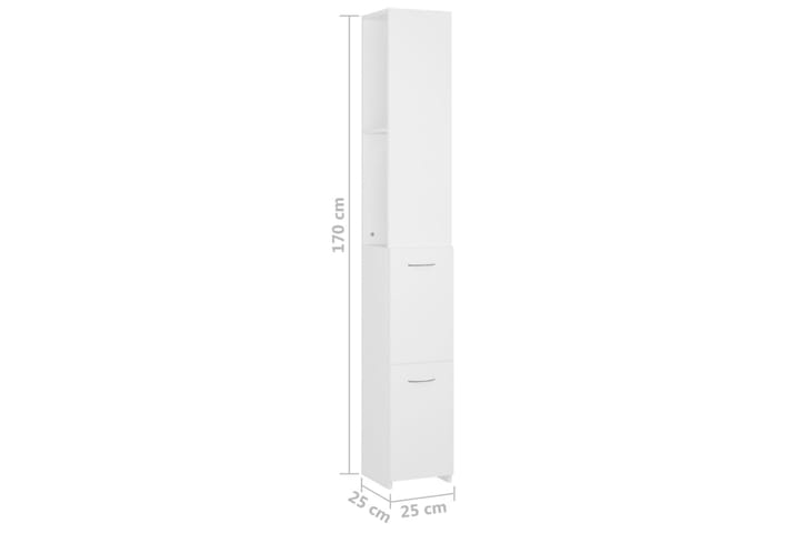 Kylpyhuonekaappi valkoinen 25x25x170 cm lastulevy - Kylpyhuoneekaappi valaistuksella - Seinäkaappi & korkea kaappi - Kylpyhuonekaapit