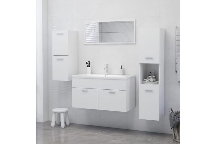 Kylpyhuonekaappi valkoinen 30x30x80 cm lastulevy - Kylpyhuoneekaappi valaistuksella - Seinäkaappi & korkea kaappi - Pyykkikaappi - Kylpyhuonekaapit