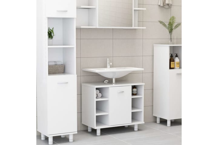 Kylpyhuonekaappi valkoinen 60x32x53,5 cm lastulevy - Valkoinen - Kylpyhuoneekaappi valaistuksella - Seinäkaappi & korkea kaappi - Kylpyhuonekaapit
