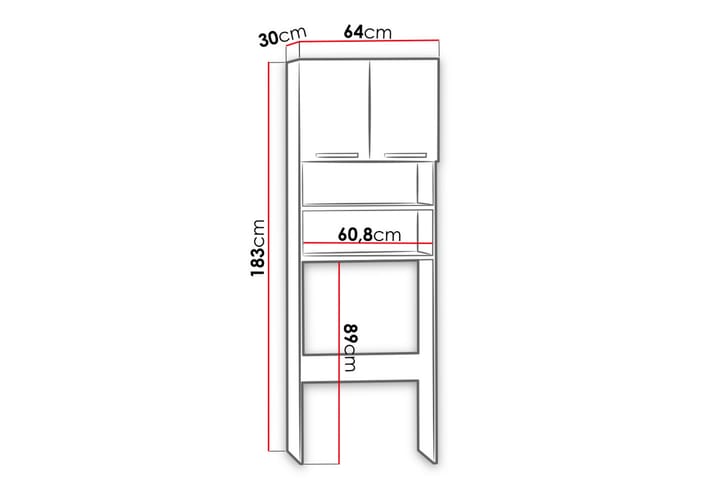 Säilytyskaappi Chambery 64 cm - Valkoinen - Kylpyhuoneekaappi valaistuksella - Seinäkaappi & korkea kaappi - Pyykkikaappi - Kylpyhuonekaapit