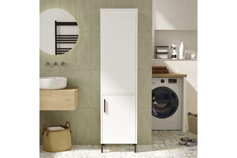 Säilytyskaappi Violaceae 45x173,6 cm - Valkoinen - Talo & remontointi - Keittiö & kylpyhuone - Kylpyhuone - Kylpyhuonekalusteet - Seinäkaappi & korkea kaappi