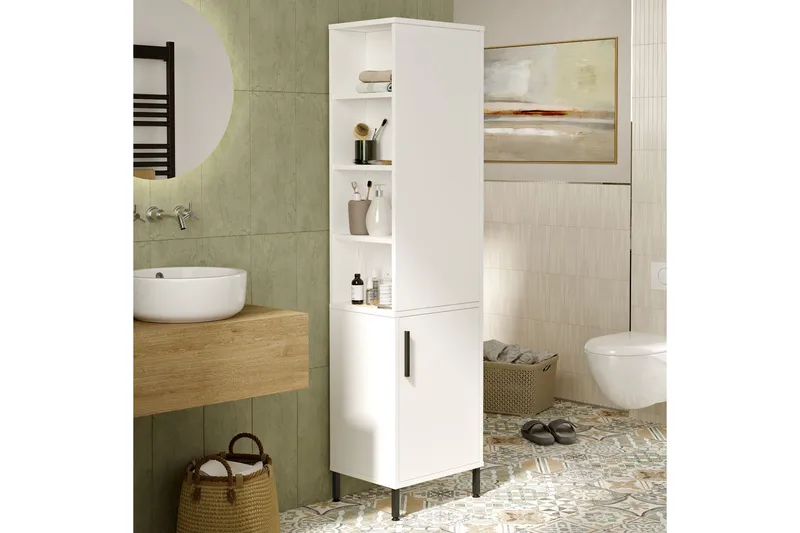 Säilytyskaappi Violaceae 45x173,6 cm - Valkoinen - Talo & remontointi - Keittiö & kylpyhuone - Kylpyhuone - Kylpyhuonekalusteet - Seinäkaappi & korkea kaappi