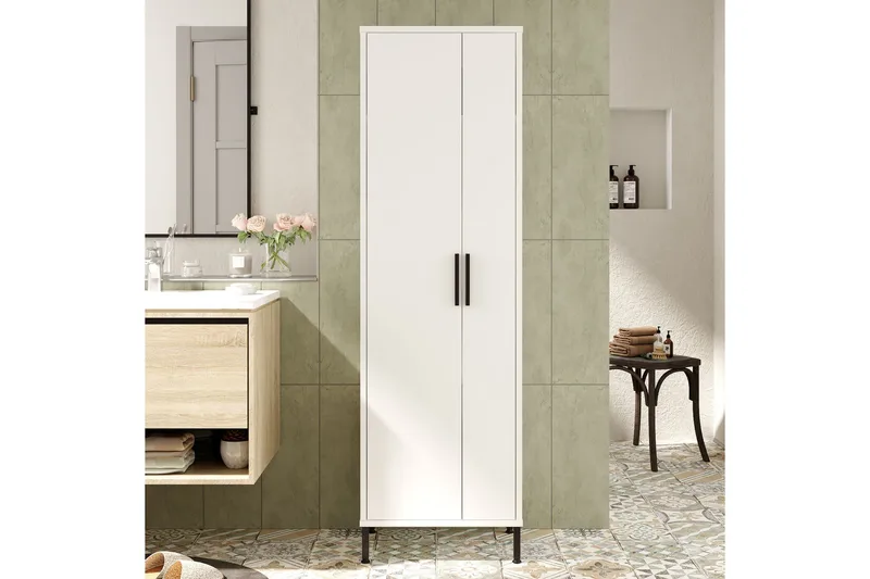 Säilytyskaappi Violaceae 50,4x165 cm - Valkoinen - Talo & remontointi - Keittiö & kylpyhuone - Kylpyhuone - Kylpyhuonekalusteet - Seinäkaappi & korkea kaappi