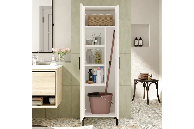 Säilytyskaappi Violaceae 50,4x165 cm - Valkoinen - Talo & remontointi - Keittiö & kylpyhuone - Kylpyhuone - Kylpyhuonekalusteet - Seinäkaappi & korkea kaappi