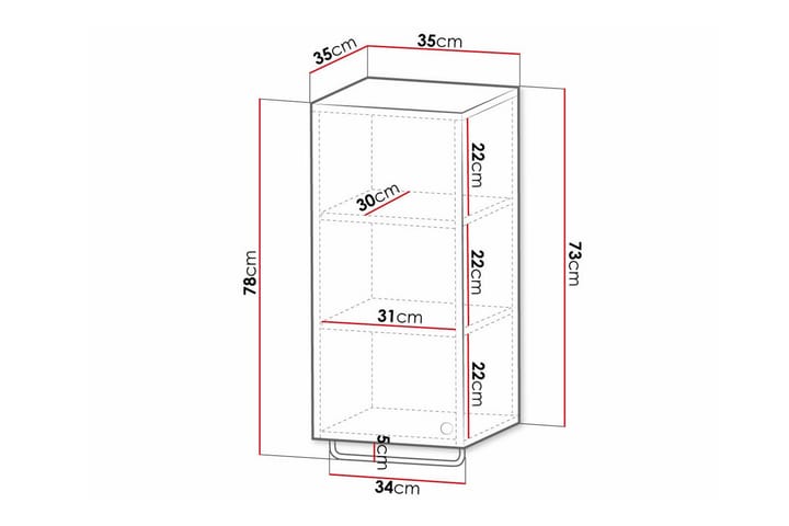 Seinäkaappi Glenndale 35x35 cm - Harmaa - Kylpyhuoneekaappi valaistuksella - Seinäkaappi & korkea kaappi - Kylpyhuonekaapit