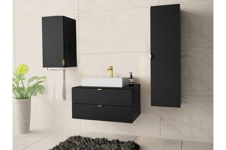 Seinäkaappi Glenndale 35x35 cm - Musta - Kylpyhuoneekaappi valaistuksella - Seinäkaappi & korkea kaappi - Kylpyhuonekaapit