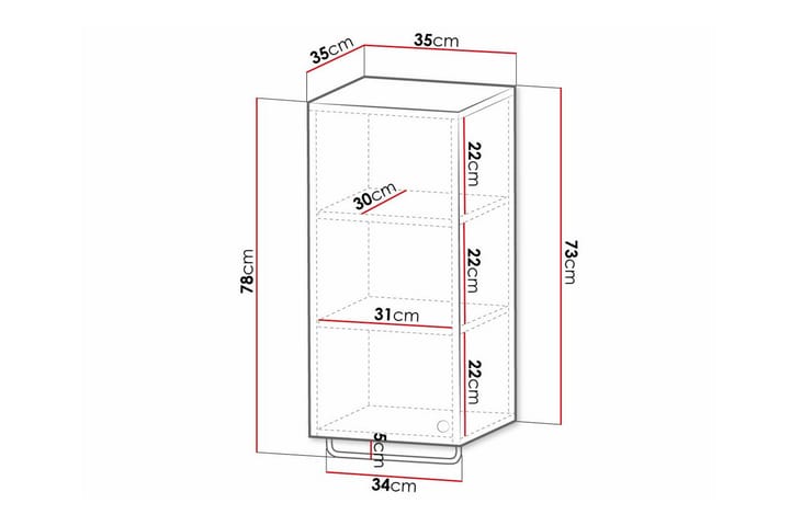 Seinäkaappi Glenndale 35x35 cm - Valkoinen - Kylpyhuoneekaappi valaistuksella - Seinäkaappi & korkea kaappi - Kylpyhuonekaapit