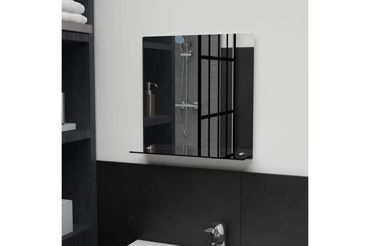 Seinäpeili hyllyllä 40x40 cm karkaistu lasi - Valkoinen - Kylpyhuoneen peilit - Peili - Kylpyhuonepeili valaistuksella