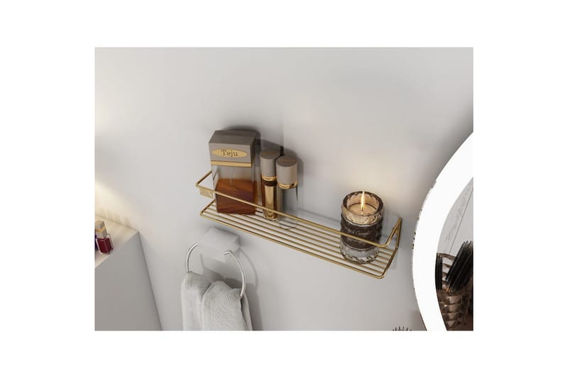 Seinahylly Kylpyhuone Meikkihylly Kulta - Kulta - Talo & remontointi - Keittiö & kylpyhuone - Kylpyhuone - Kylpyhuonekalusteet - Kylpyhuoneen hyllyt