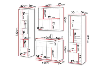 Somender Kylpyhuonekalustesetti 132 cm - Talo & remontointi - Keittiö & kylpyhuone - Kylpyhuone - Kylpyhuonekalusteet - Kylpyhuonekalustepaketit
