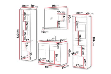 Somender Kylpyhuonekalustesetti 132 cm - Talo & remontointi - Keittiö & kylpyhuone - Kylpyhuone - Kylpyhuonekalusteet - Kylpyhuonekalustepaketit