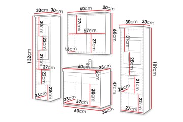 Somender Kylpyhuonekalustesetti 132 cm - Talo & remontointi - Keittiö & kylpyhuone - Kylpyhuone - Kylpyhuonekalusteet - Kylpyhuonekalustepaketit