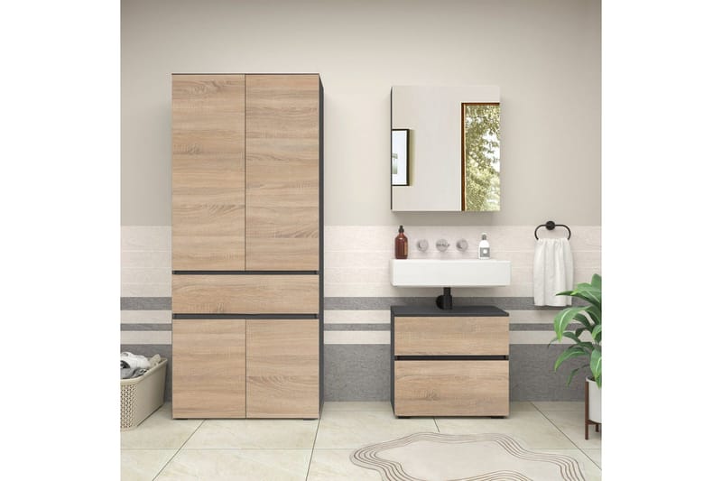 Täydelliset huonekalupaketit Loft24 Wisla täydellinen huonekalupaketti Harmaa 15x60 cm - Talo & remontointi - Keittiö & kylpyhuone - Kylpyhuone - Kylpyhuonekalusteet - Kylpyhuonekalustepaketit