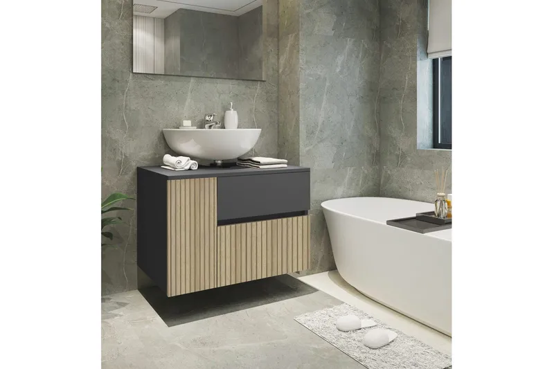 Tvättställsskåp & kommod Loft24 Wisla Tvättställsskåp 80 cm Luonto - Talo & remontointi - Keittiö & kylpyhuone - Kylpyhuone - Kylpyhuonekalusteet - Allaskaappi