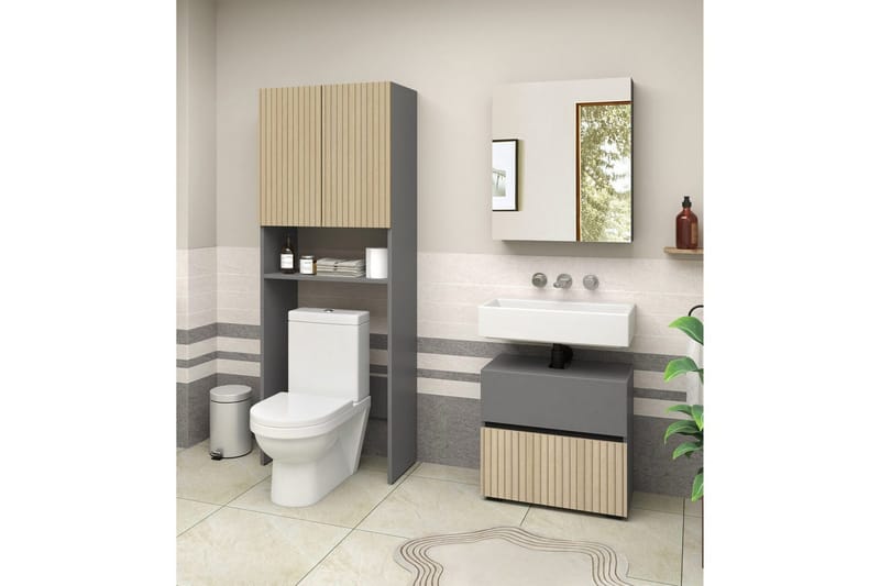 Wisla Korkea Kaappi Kylpyhuoneeseen 180x68x37 cm - Luonto - Talo & remontointi - Keittiö & kylpyhuone - Kylpyhuone - Kylpyhuonekalusteet - Kylpyhuonekaapit