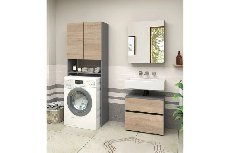 Wisla Korkea Kaappi Kylpyhuoneeseen 180x68x37 cm - Luonto - Talo & remontointi - Keittiö & kylpyhuone - Kylpyhuone - Kylpyhuonekalusteet - Kylpyhuonekaapit