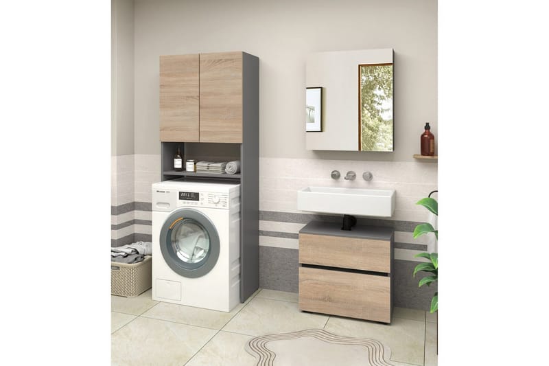 Wisla Korkea Kaappi Kylpyhuoneeseen 180x68x37 cm - Luonto - Talo & remontointi - Keittiö & kylpyhuone - Kylpyhuone - Kylpyhuonekalusteet - Kylpyhuonekaapit