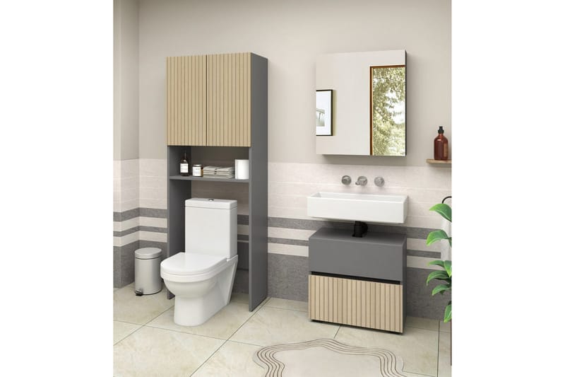 Wisla Korkea Kaappi Kylpyhuoneeseen 180x68x37 cm - Luonto - Talo & remontointi - Keittiö & kylpyhuone - Kylpyhuone - Kylpyhuonekalusteet - Kylpyhuonekaapit