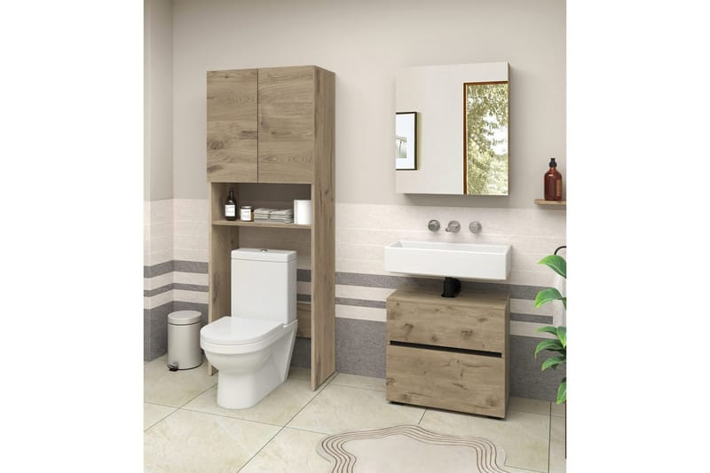 Wisla Korkea Kaappi Kylpyhuoneeseen 180x68x37 cm - Luonto - Talo & remontointi - Keittiö & kylpyhuone - Kylpyhuone - Kylpyhuonekalusteet - Kylpyhuonekaapit