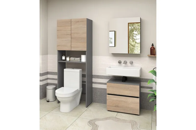 Wisla Korkea Kaappi Kylpyhuoneeseen 180x68x37 cm, Luonto