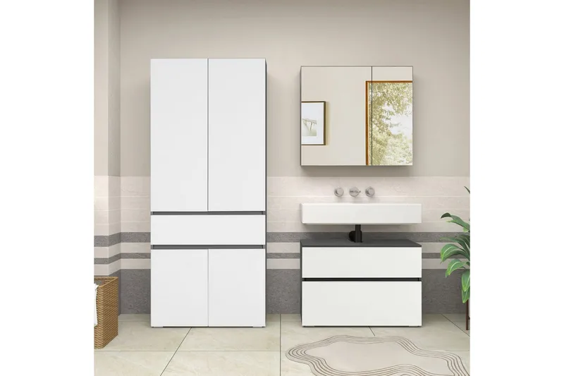 Wisla Korkea Kaappi Kylpyhuoneeseen 180x76x37 cm - Valkoinen - Talo & remontointi - Keittiö & kylpyhuone - Kylpyhuone - Kylpyhuonekalusteet - Kylpyhuonekaapit