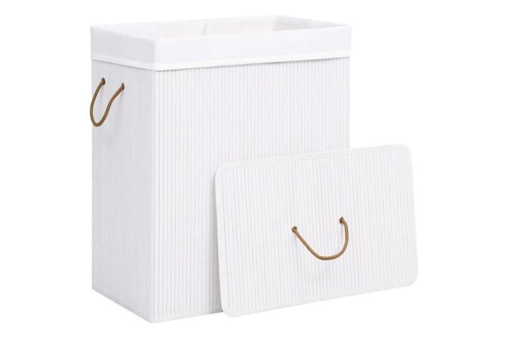 Bambu pyykkikori valkoinen 100 l - Kylpyhuonetarvikkeet - Pyykkisäilytys - Pyykkikori