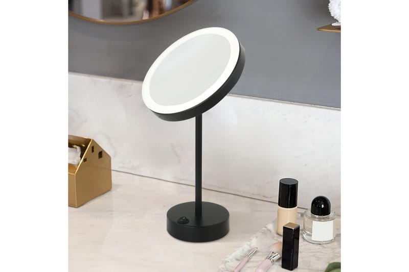 Meikkipeili Poppy LED-valaistuksella 20 cm Musta, Lyfco