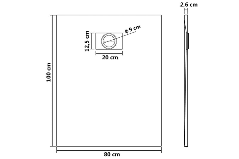 Suihkualusta 100x80 cm SMC musta - Musta - Suihkuallas - Muuta