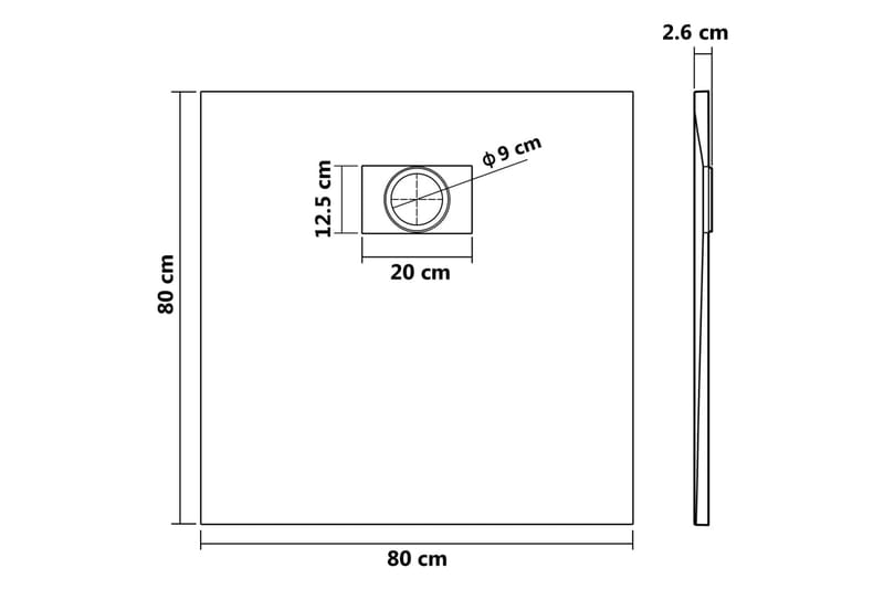 Suihkualusta 80x80 cm SMC musta - Musta - Suihkuallas - Muuta