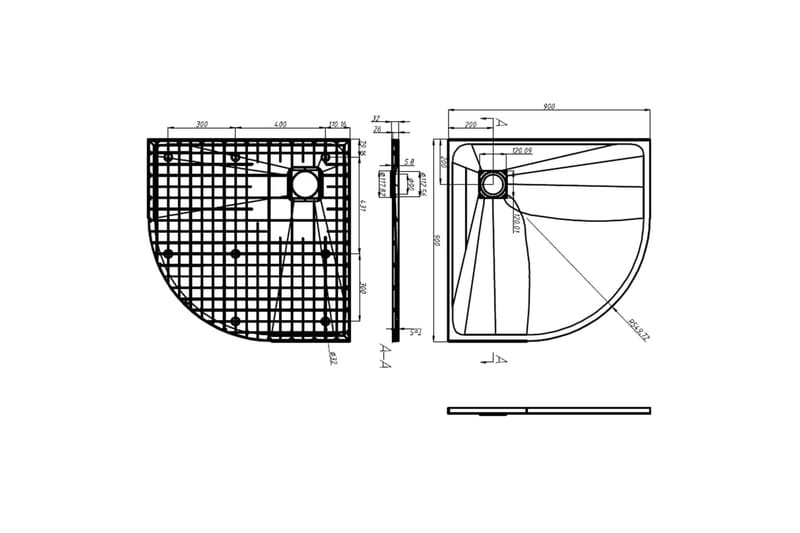 Suihkualusta SMC 90x90 cm - Musta - Suihkuallas - Muuta