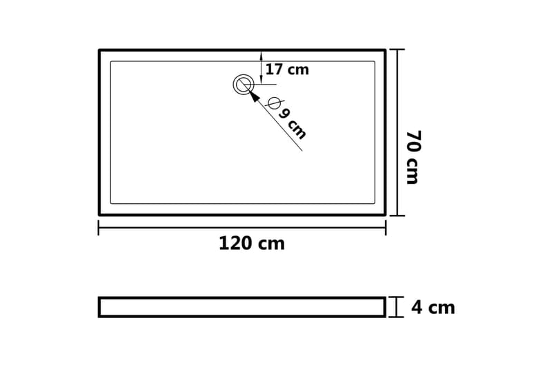 Suihkualusta suorakaide ABS musta 70x120 cm - Musta - Talo & remontointi - Keittiö & kylpyhuone - Kylpyhuone - Kylpyhuonetarvikkeet - Muuta