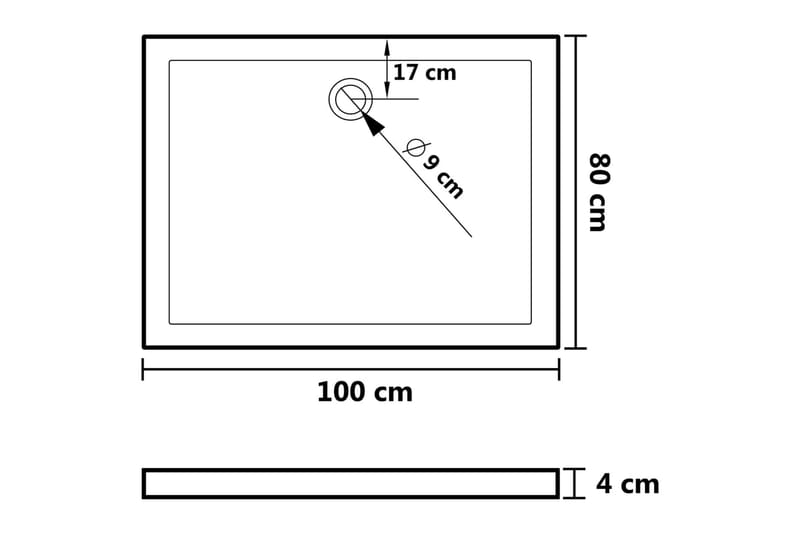 Suihkualusta suorakaide ABS musta 80x100 cm - Musta - Suihkuallas - Muuta