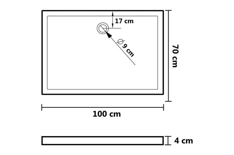Suihkualusta suorakaide ABS valkoinen 70x100 cm - Valkoinen - Talo & remontointi - Keittiö & kylpyhuone - Kylpyhuone - Kylpyhuonetarvikkeet - Muuta