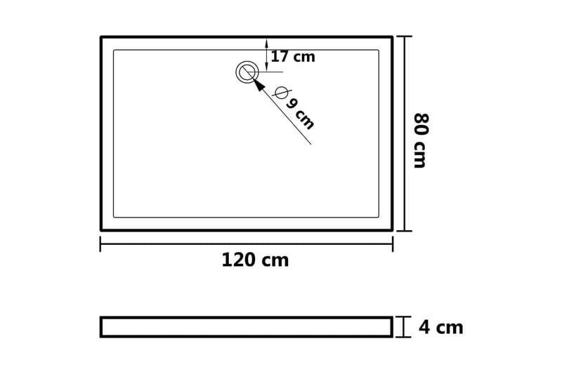 Suihkualusta suorakaide ABS valkoinen 80x120 cm - Talo & remontointi - Keittiö & kylpyhuone - Kylpyhuone - Kylpyhuonetarvikkeet - Muuta