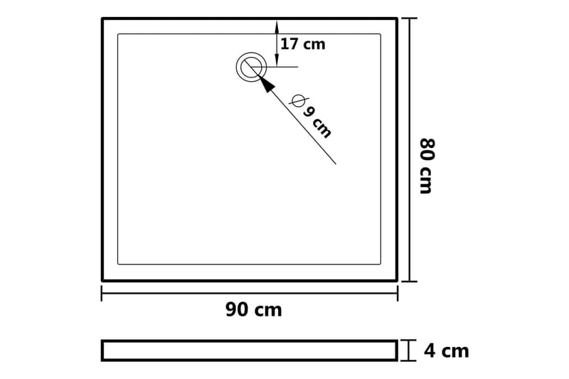 Suihkualusta suorakaide ABS valkoinen 80x90 cm - Valkoinen - Talo & remontointi - Keittiö & kylpyhuone - Kylpyhuone - Kylpyhuonetarvikkeet - Muuta