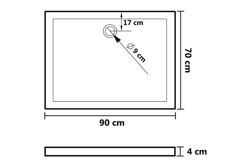 Suihkualusta valkoinen 90x70x4 cm ABS - Talo & remontointi - Keittiö & kylpyhuone - Kylpyhuone - Kylpyhuonetarvikkeet - Muuta