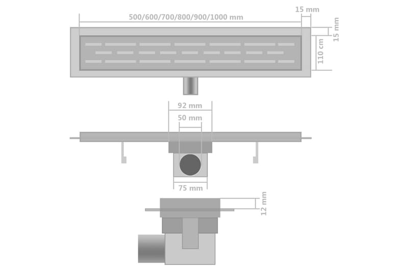 Lineaarinen suihkukaivo 2 kpl 630x140mm ruostumaton teräs - Talo & remontointi - Keittiö & kylpyhuone - Kylpyhuone - Kylpyhuonetarvikkeet - Poistoletkut & lattiakaivot